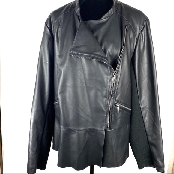 Lane Bryant Black Faux Leather Moto Jacket 26/28